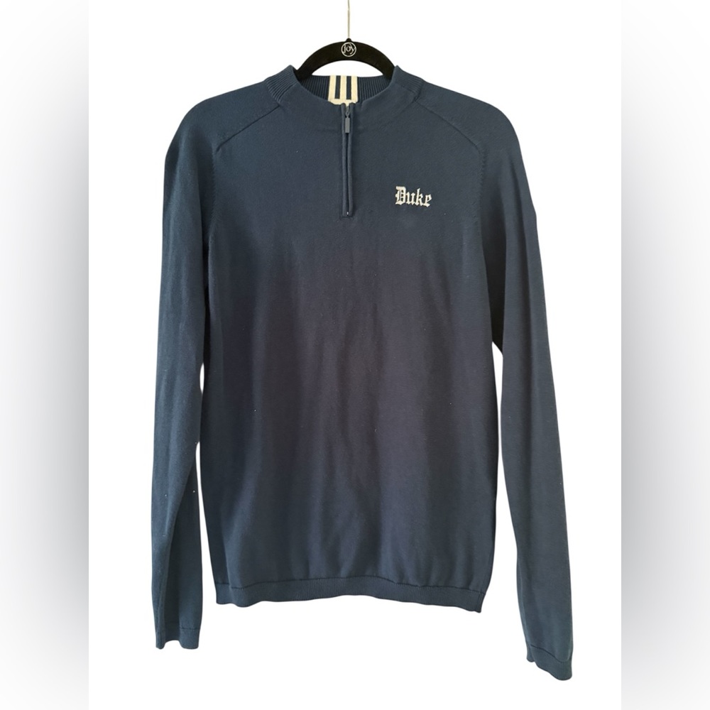 Adidas Duke men’s 1/4 zip navy blue cotton sweater size small